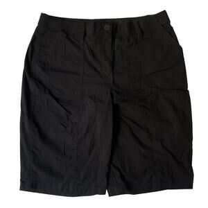 Chico's Women Shorts Size US 6 Black Button 11" Inseam & 31" Waist Stretch Chino